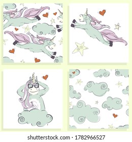 Vector image of a cartoon pony. Drawn unicorn. Vector print
Children's, cartoon drawing.
