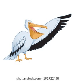 Vector image of an cartoon showing Pelican