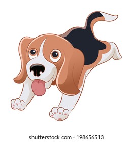 Vector image of an cartoon smiling beagle