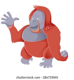 Vector image of a cartoon smiling Orangutan