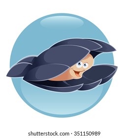Vector image of a cartoon smiling scallop