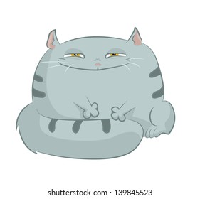 Vector image of cartoon smiling square cat