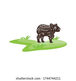 Vector image of the Cartoon smiling Tapir