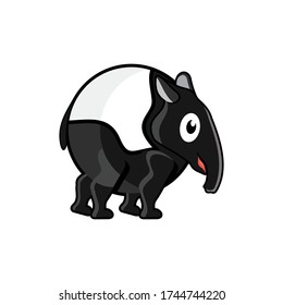 Vector image of the Cartoon smiling Tapir