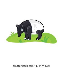 Vector image of the Cartoon smiling Tapir