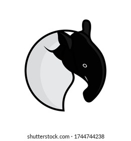 Vector image of the Cartoon smiling Tapir