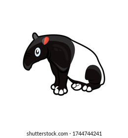 Vector image of the Cartoon smiling Tapir