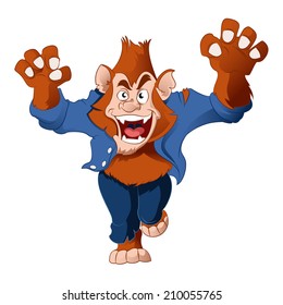 Vector image of a cartoon spooky Werewolf