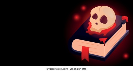 Vector image in cartoon style of magic book. Concept of magic and sorcery. Fairy tales and stories. Graphic element for your use.
