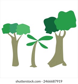 vector image of a cartoon tree on a white background suitable for children's book designs