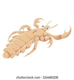 Vector image of a cartoon white louse 