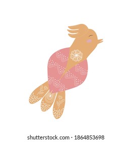 Vector image of a cartoon yellow bird from the back. Design for t-shirts, greeting cards, invitations