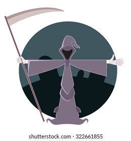 Vector image of a cartoony greeting death