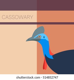 Vector image of the Cassowary flat postcard