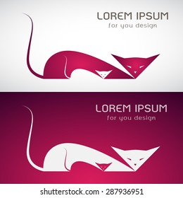 Vector image of an cat design on purple background and white background, Logo, Symbol