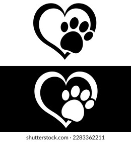 Vector image of cat, dog paw logo on black and white background, top view
perfect for pet shop, pet hospital.