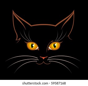 vector image of  cat eyes in darkness