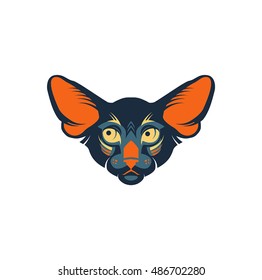 Vector image of cat face on white background. Vector cat head for your design