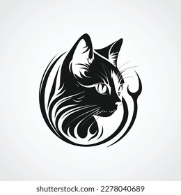 Vector image of a cat head on a white background. Design element.