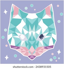 Vector image of a cat in low polly. Magical animals. Witch cat