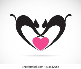 Vector image of cat on a heart shape