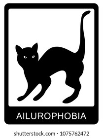 Vector image of a cat. Psychological deviation. Fear of cats. Ailurophobia.