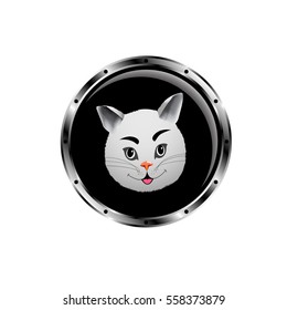 Vector image cat rocket porthole.