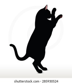 Vector Image - cat silhouette in Boxing pose isolated on white background 