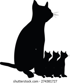 Vector Image - cat silhouette isolated on white background