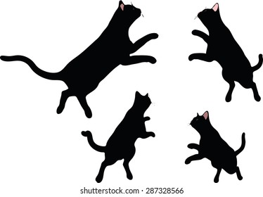 Vector Image - cat silhouette in Jumping pose isolated on white background