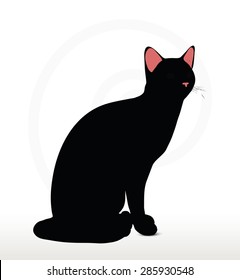 Vector Image - cat silhouette in Sitting pose isolated on white background