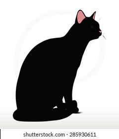 Vector Image - cat silhouette in Sitting pose isolated on white background
