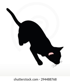 Vector Image - cat silhouette in Stalking pose isolated on white background