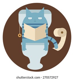 Vector image of a Cat in the toilet