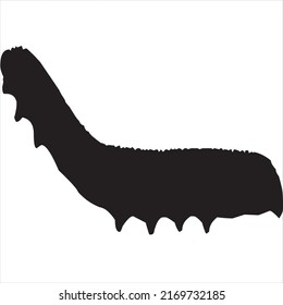 Vector, Image Of Caterpillar Silhouette, Color Black And White, With Transparent Background