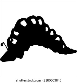 Vector, Image Of Caterpillar Silhouette Icon, Black And White Color, With Transparent Background


