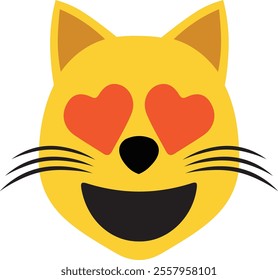 vector image of a cat's face expression in love