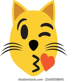 vector image of a cat's facial expression kissing.