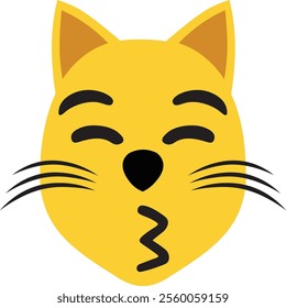 vector image of a cat's facial expression kissing.