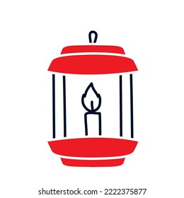 vector image of cauldron with a lit christmas candle inside with white background