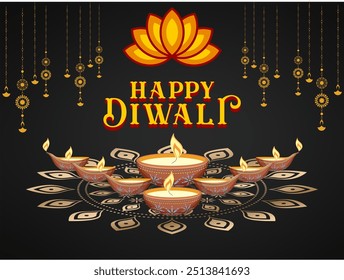 vector image celebrating the festival of lights (diwali) or also called dipavali.