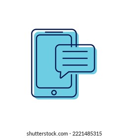 vector image of cell phone icon receiving a message on white background
