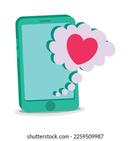 vector image of cell phone with love messages on white background