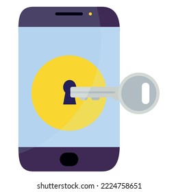 celular de imagen vectorial con una clave de fondo blanco