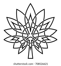 Vector image celtic leaf of a tree. Black isolated picture on white background.