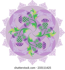 vector image celtic symbols ornament with flowers thistle and Celtic knots