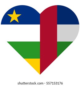 Vector image of the Central African Republic flat heart flag