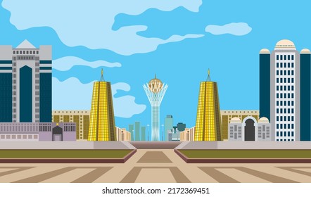 Imagen vectorial de la parte central de la capital de Kazajistán, Nursultán