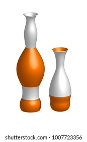 Vector image of ceramic vases, sports cups for rewarding in sports games, bottle, bottle, modeling of vases.