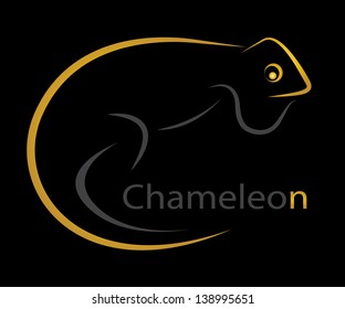 Vector image of an chameleon on black  background